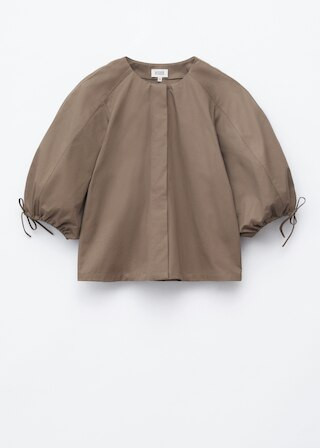 Volume-Sleeve Cotton Blouse - Mole - & Other Stories US | & Other Stories - US