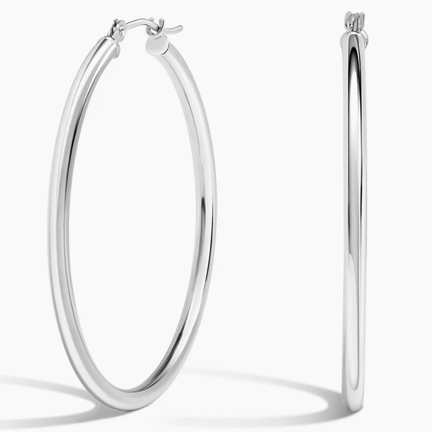 2mm Medium Perfect Hoop Earrings in 14K White Gold | Brilliant Earth