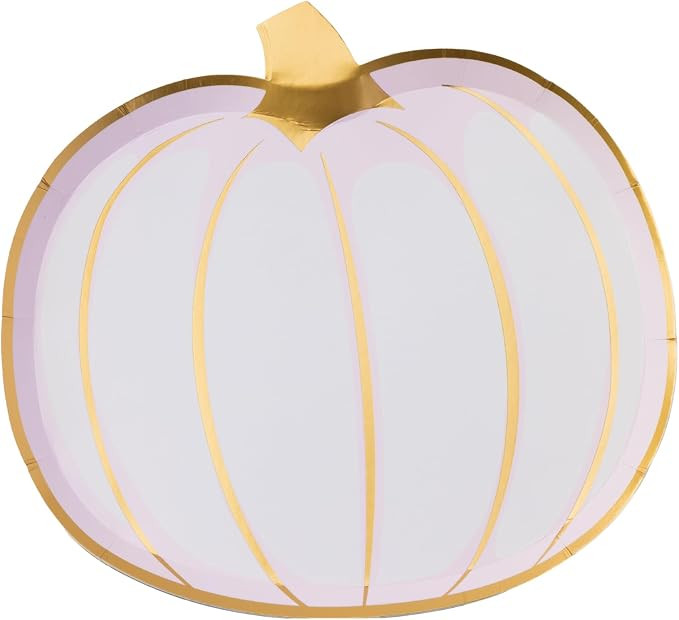 Bonjour Fête White & Gold Pumpkin Plates, Pack of 8, 8.75" | Disposable dessert plates, pumpkin ... | Amazon (US)