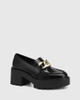 Sophia Black Leather Chunky Heel Loafer | Wittner