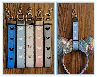 Glitter Sparkle Ear Holder Key Fob Headband Saver Accessories Key Chain Mouse Ears | Etsy (US)