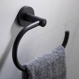 Elie Bathroom Towel Ring in Matte Black | The Home Depot