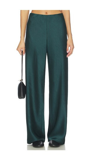 Vince High Waist Fluid Satin Bias Pant in Dark Green. - size S | Revolve Clothing (Global)