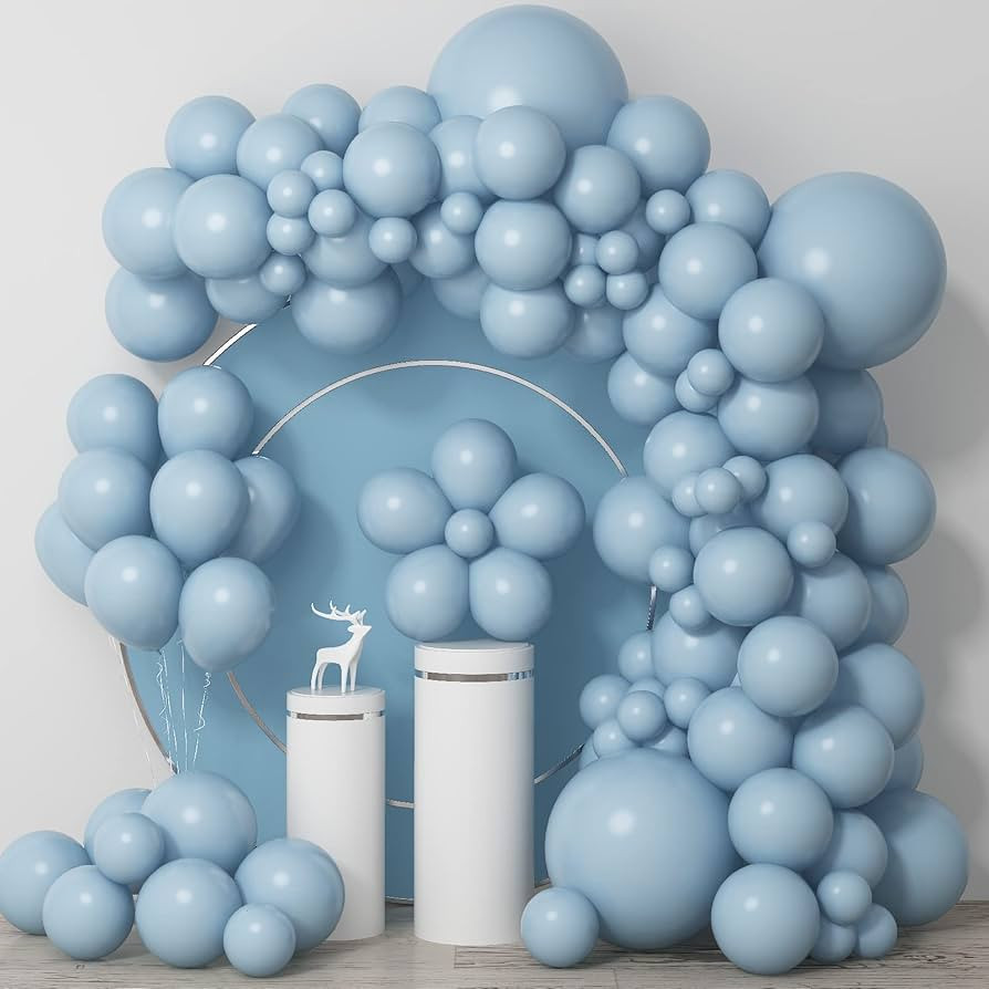 Dusty Blue Balloons Different Sizes Double Stuffed Blue Balloon Garland 18 12 10 5inch Latex Slat... | Amazon (US)
