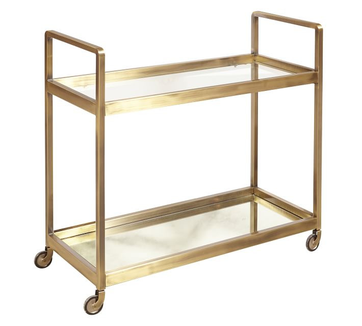 Kern 33" Metal Bar Cart, Gold | Pottery Barn (US)