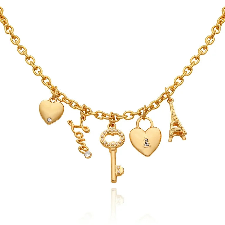 Time and Tru Women's Gold-Tone Interchangeable Love Theme Charms Necklace. | Walmart (US)