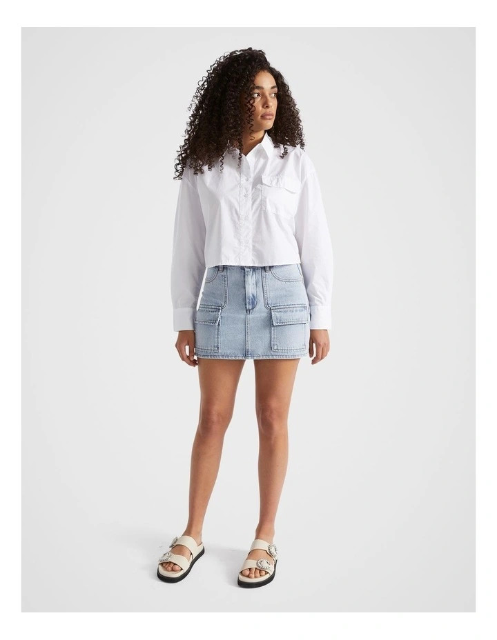 Denim Mini Cargo Skirt in Pacific Wash | Myer