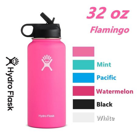 Hydro Flask 32Oz Water bottle Stainless Steel & Vacuum Insulated with Straw Lid-Flamingo | Walmart (US)