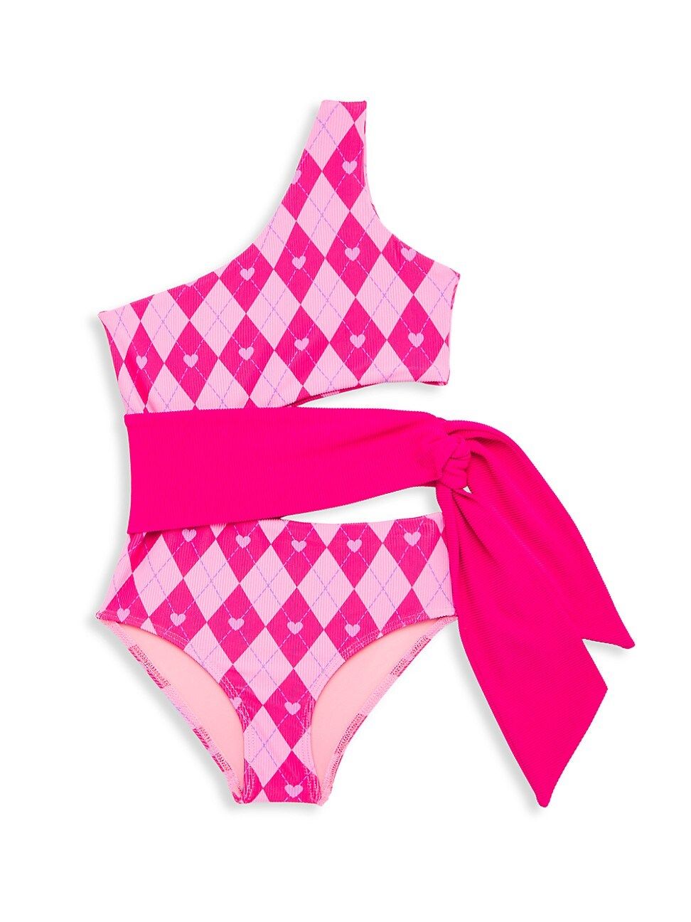 Little Girl's & Girl's Carlie Argyle One-Shoulder Swimsuit - Pink - Size 11 | Saks Fifth Avenue