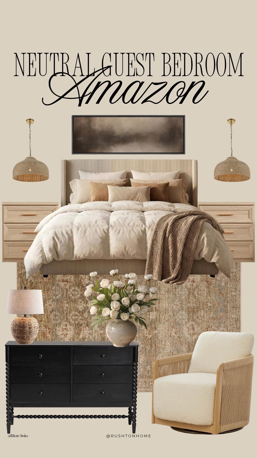 Neutral Guest Bedroom Amazon
neutral guest bedroom, amazon bedroom finds, guest bedroom inspiration, organic modern bedroom, beige bedroom decor, neutral bedding ideas, cozy bedroom styling, woven pendant lights, boucle accent chair, black dresser styling, warm neutral interiors, amazon home decor finds, layered neutral bedding, modern guest room, designer inspired amazon decor, textured bedroom rug, calming bedroom aesthetic, modern organic home, affordable bedroom furniture, cozy neutral bedroom, earthy bedroom inspiration, bedroom mood board, luxury neutral decor, minimalist bedroom styling, curated bedroom decor

#LTKmomlife #LTKvlog #LTKHome