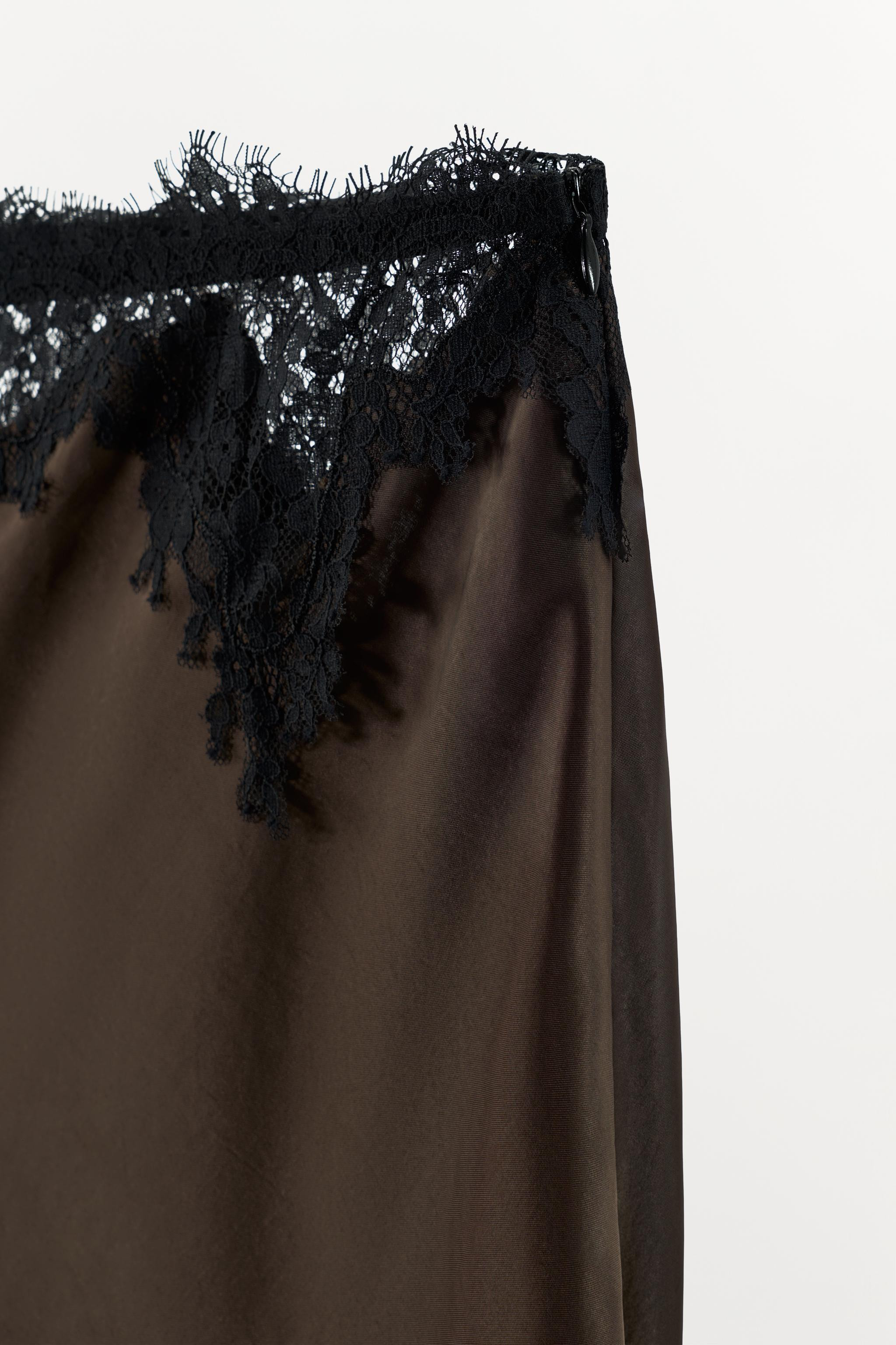 SATIN SKIRT WITH LACE TRIM | Zara UK