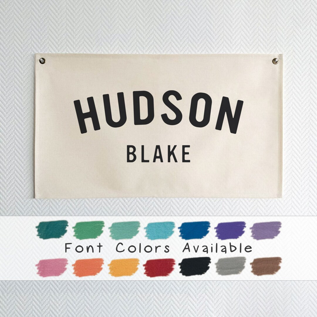 Baby Name Flag, Custom Name Banner, Nursery Name Sign, Linen Look Canvas Easy Clean Machine Washa... | Etsy (US)