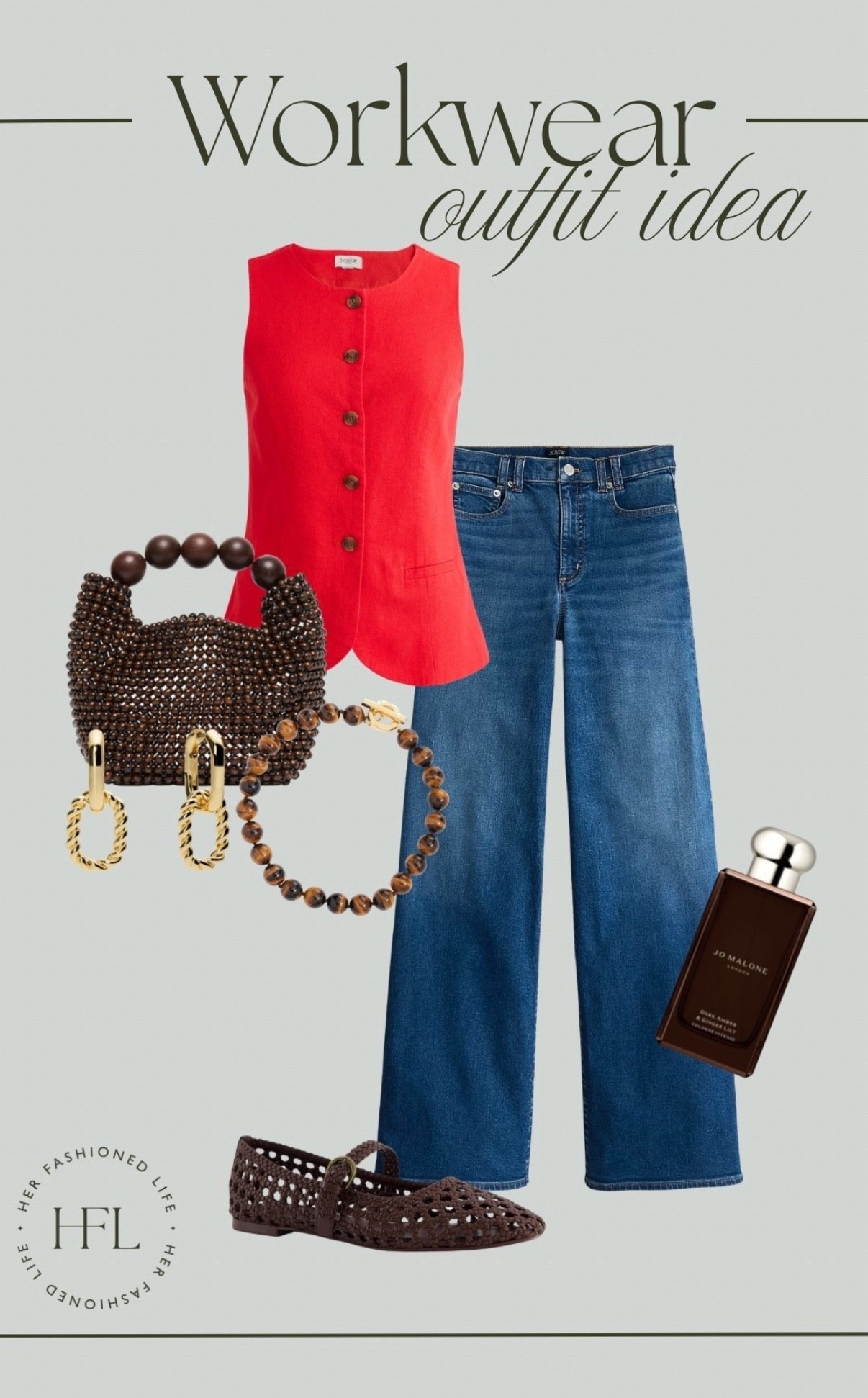 Affordable workwear outfit!

#Brown #Red #JcrewFactory #Cushionaire #Jeans 

#LTKootd #LTKOver40