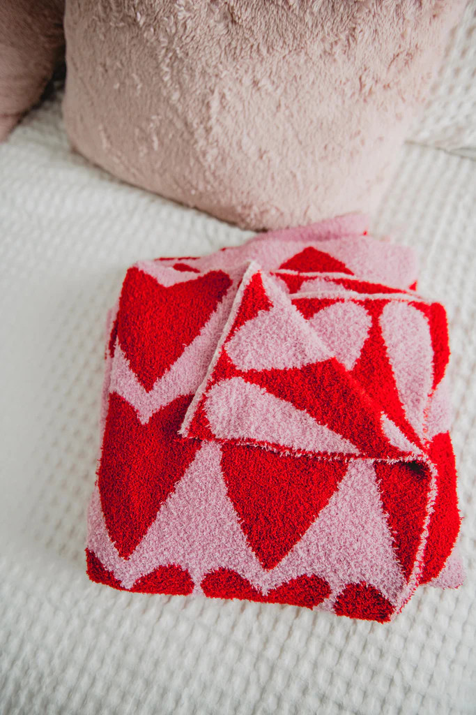 Girly Red Hearts Comfy Oversized Throw Blanket | Katydid.com