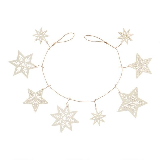 Natural Woodcut Star Garland | World Market