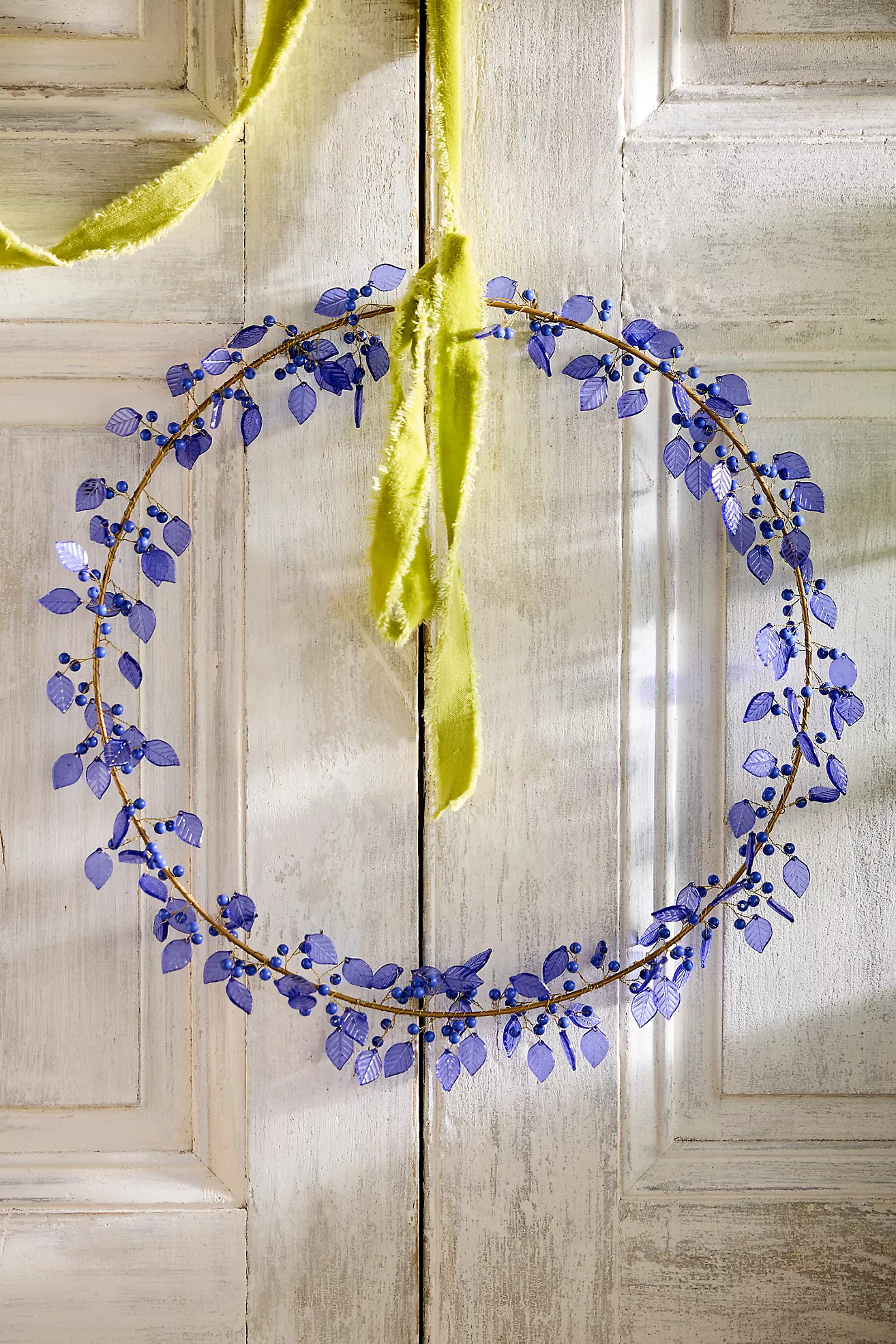 Beaded Blue Leaves Circlet Wreath | Terrain