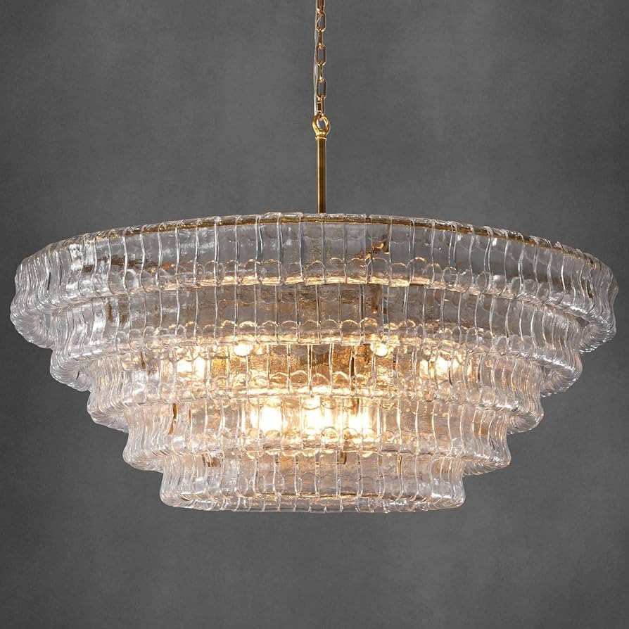 Clear Glass 47 inch Round Chandelier for Dining Room, Modern Drum Pendant Light Fixture with Crys... | Amazon (US)