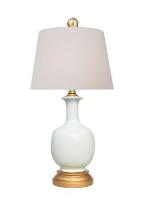 Beautiful White Porcelain Vase Clear Gold Leaf Base Table Lamp 21&#034;  | eBay | eBay US