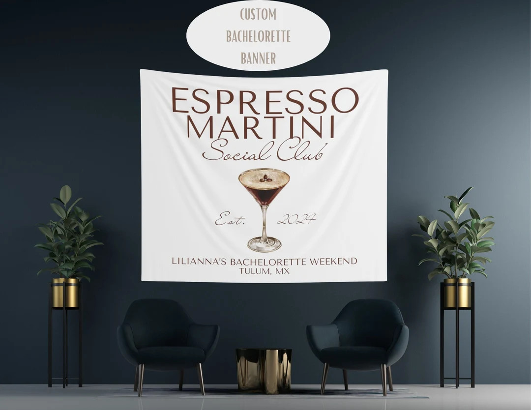 Custom Espresso Martini Social Club Bachelorette Flag, Speakeasy Themed Bachelorette Tapestry, Ja... | Etsy (US)