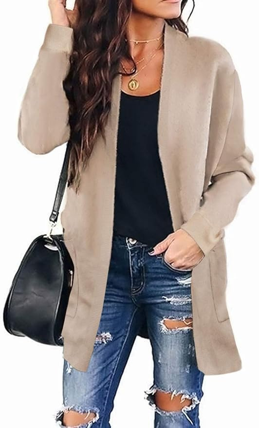 MEROKEETY Women's Open Front Knit Cardigan Winter Fall Sweater Dots Long Sleeve Coat Outwear | Amazon (US)