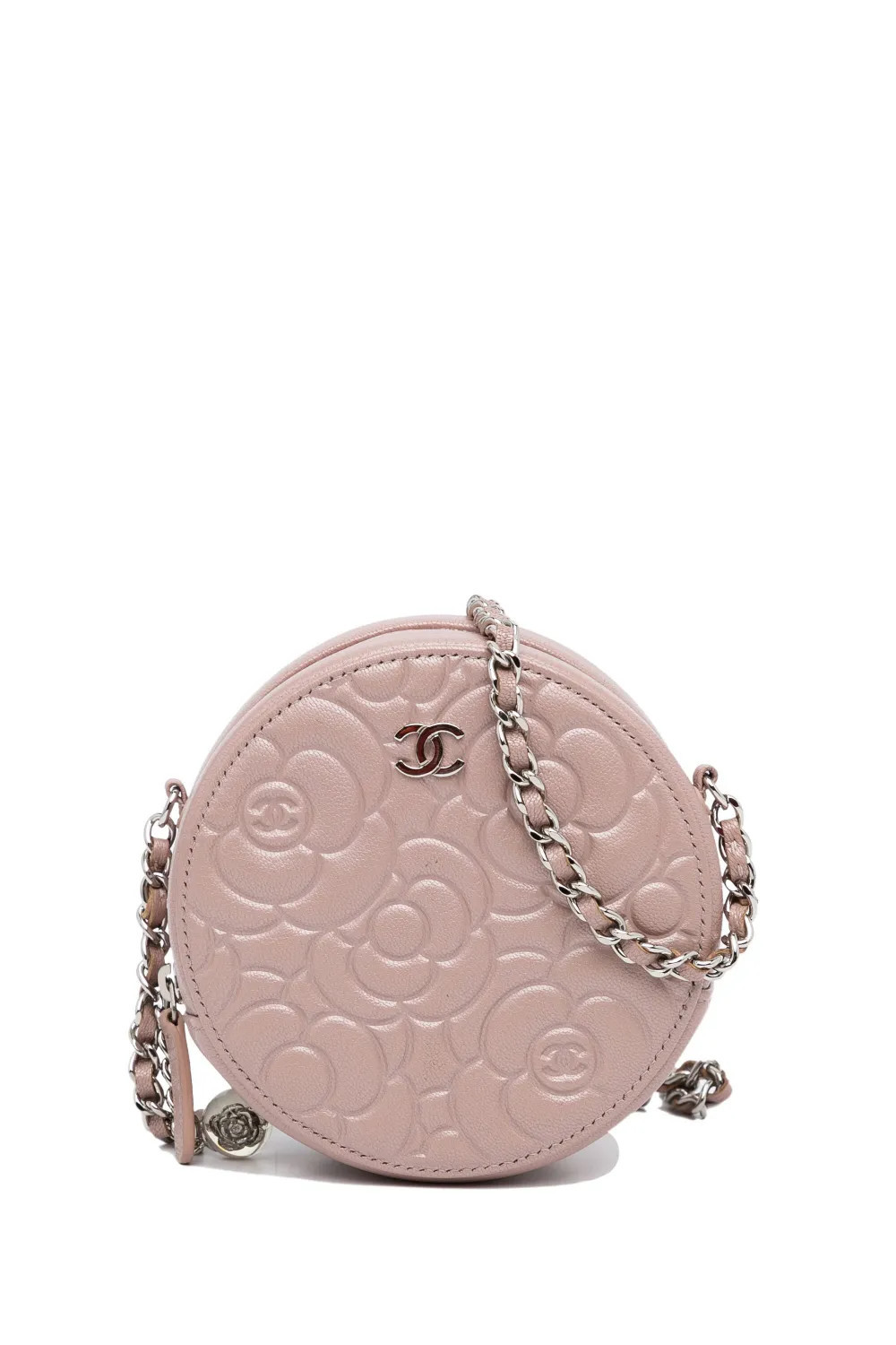 CHANEL Pre-Owned 2019 Goatskin Camellia Round Clutch With Chain crossbody bag - Brown | Farfetch Global