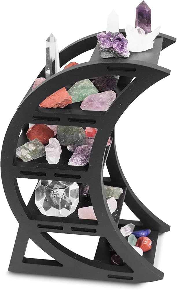 Wooden Crystal Display Shelf - Crystal Holder for Stones and Essential Oil - Black Witchy Decor C... | Amazon (US)