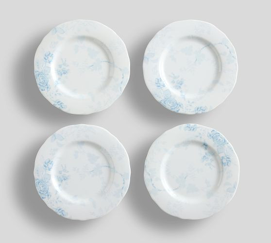 LoveShackFancy Blue Rose Melamine Appetizer Plates - Set of 4 | Pottery Barn (US)