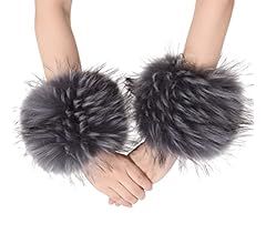 LA CARRIE Women's Snakeskin Print Faux Fur Wrist Cuffs,Winter Fox Furry Bands Arm Warmer | Amazon (US)
