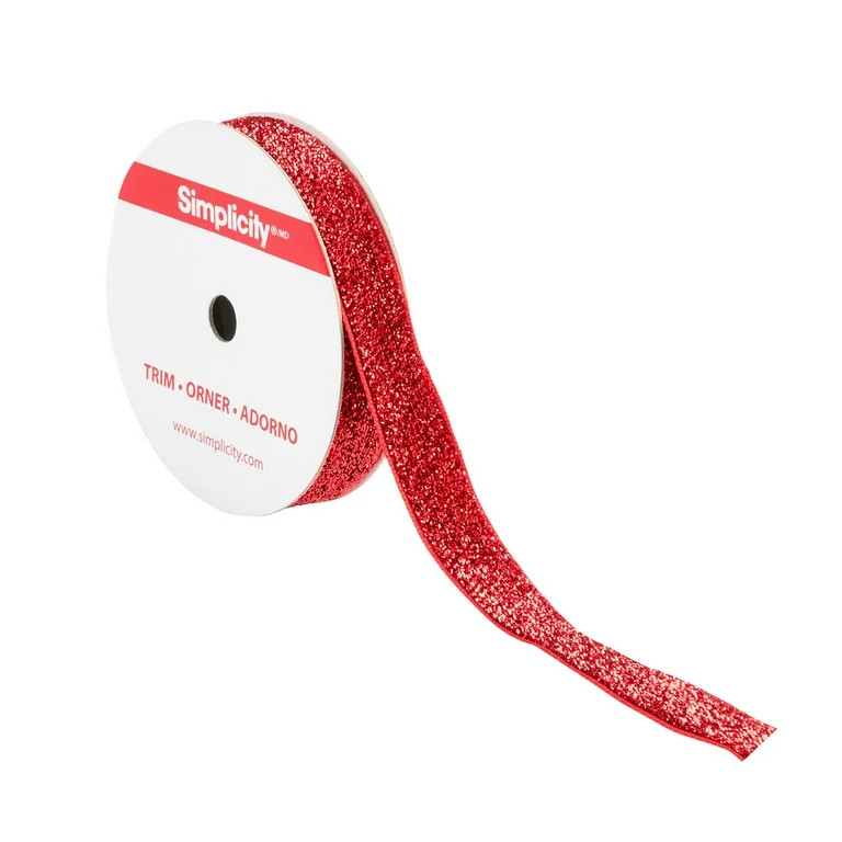 Simplicity Trim, Red 5/8 inch Metallic Velvet Trim Great for Apparel, Home Decorating, and Crafts... | Walmart (US)