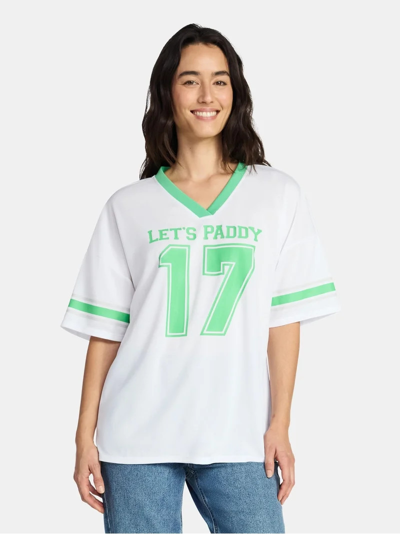 Saint Patrick's Day Women's Let's Paddy Jersey with Short Sleeves from Holiday Time, Sizes XXS-XX... | Walmart (US)