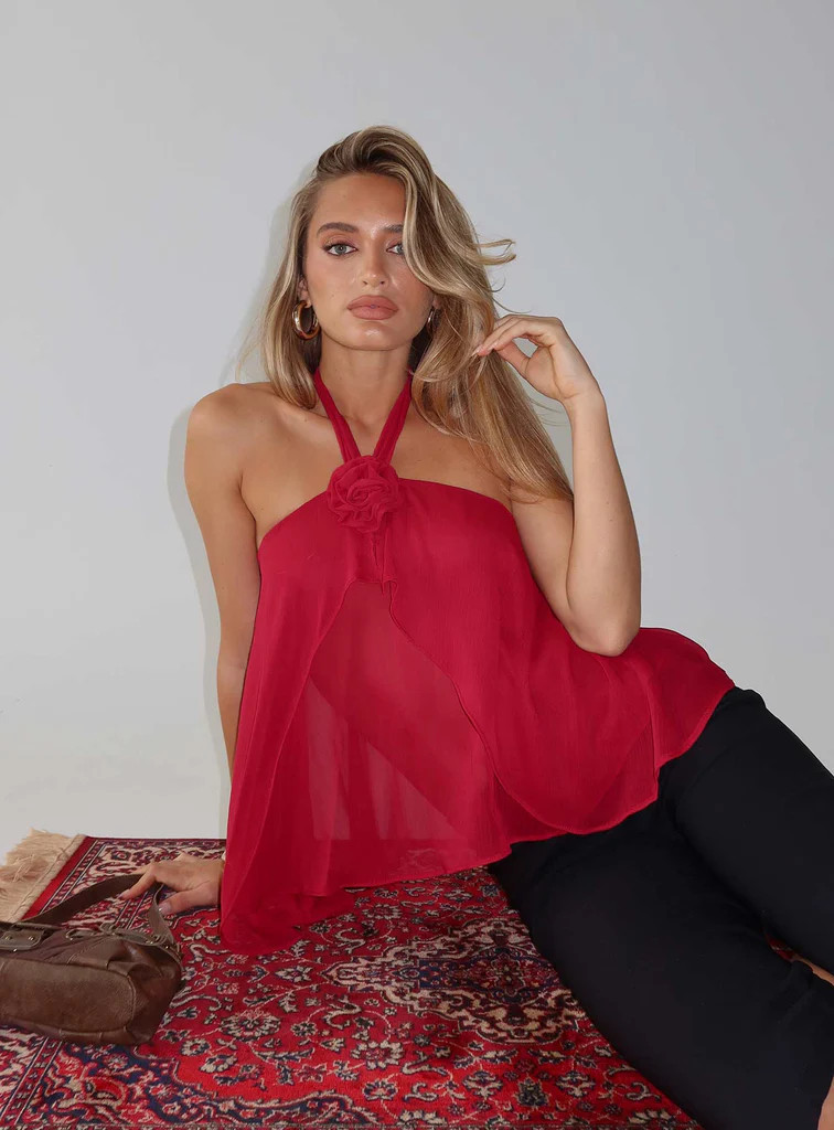 Zoanne Chiffon Layered Top Guava | Princess Polly US