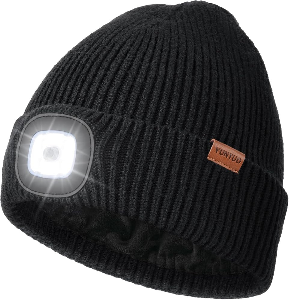 YunTuo Fleece Lined Hat with Light, USB Rechargeable LED Beanie Winter Warm Knit Stocking Cap, Gi... | Amazon (US)