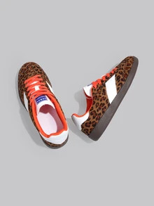 DareSee New 2025 Leopard Print Athletic Shoes For Women - Vintage-Inspired Lace-Up Derby Casual S... | SHEIN