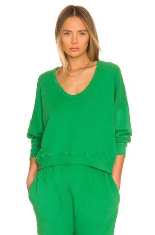 The Great U Neck Teammate Sweatshirt in Bright Green from Revolve.com | Revolve Clothing (Global)