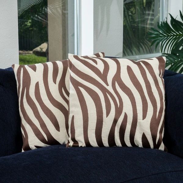 18-inch Tan Zebra Pillows (Set of 2) by Christopher Knight Home | Bed Bath & Beyond