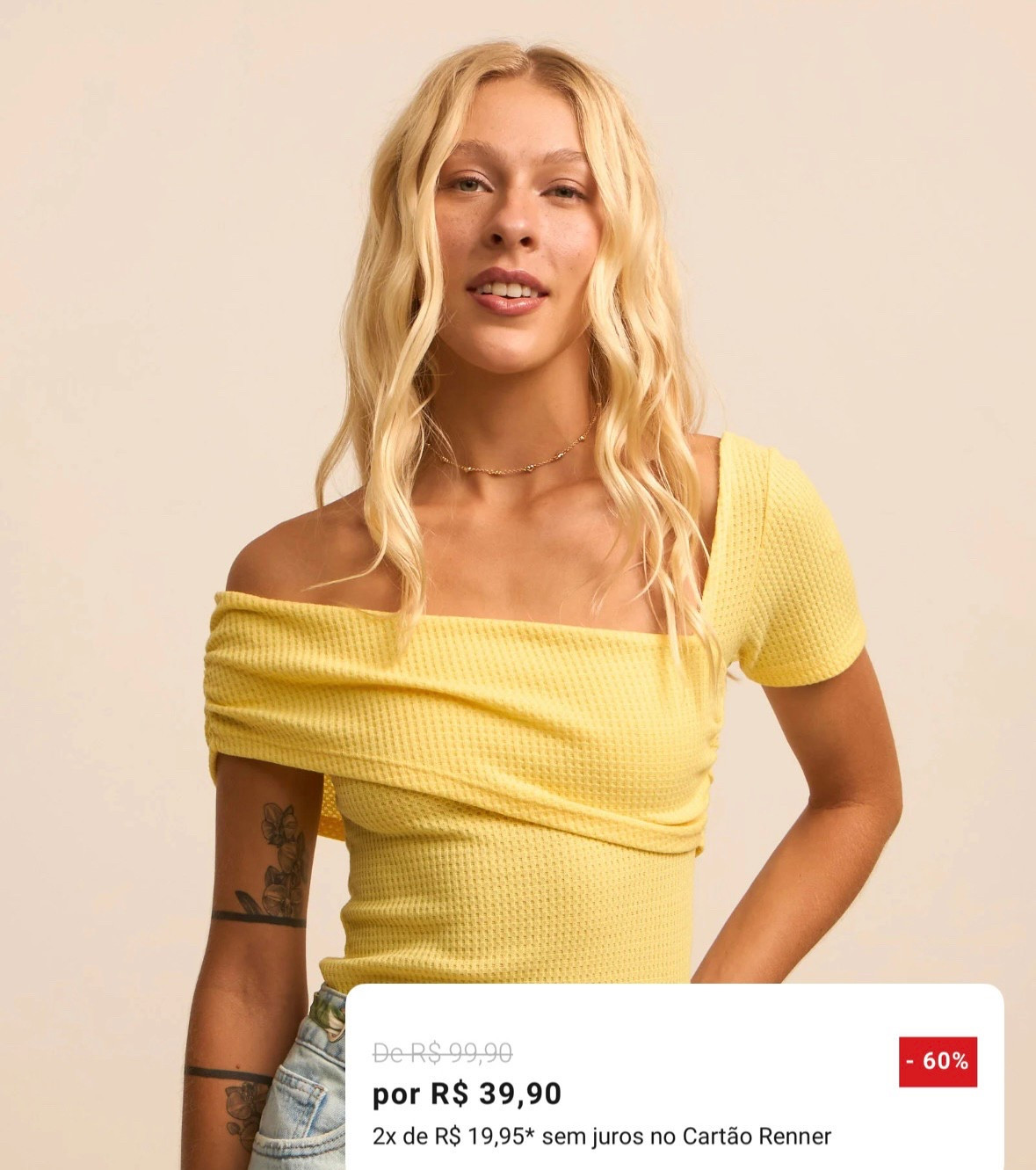 Oferta dia 20/04

Blusa Com Ombro Só Pala Assimétrica Texturizada Amarelo
R$39,90 em 2x 
🛒 bit.ly/4ity9Uj

Por tempo limitado na Renner

#LTKpromo #LTKbrasil #LTKhome