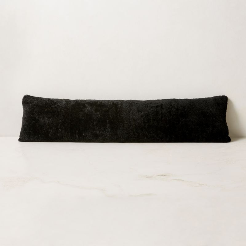 Shorn Black Fur Modern Throw Pillow with Down-Alternative Insert 48''x12'' + Reviews | CB2 | CB2
