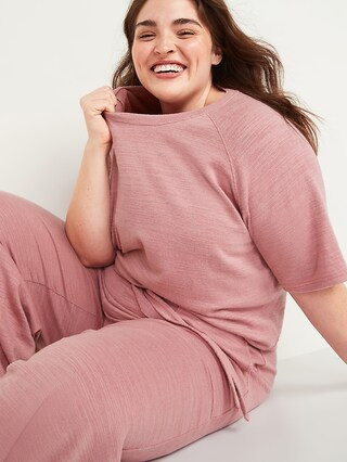 Cozy Plush-Knit Elbow-Sleeve Plus-Size Sweatshirt | Old Navy (US)