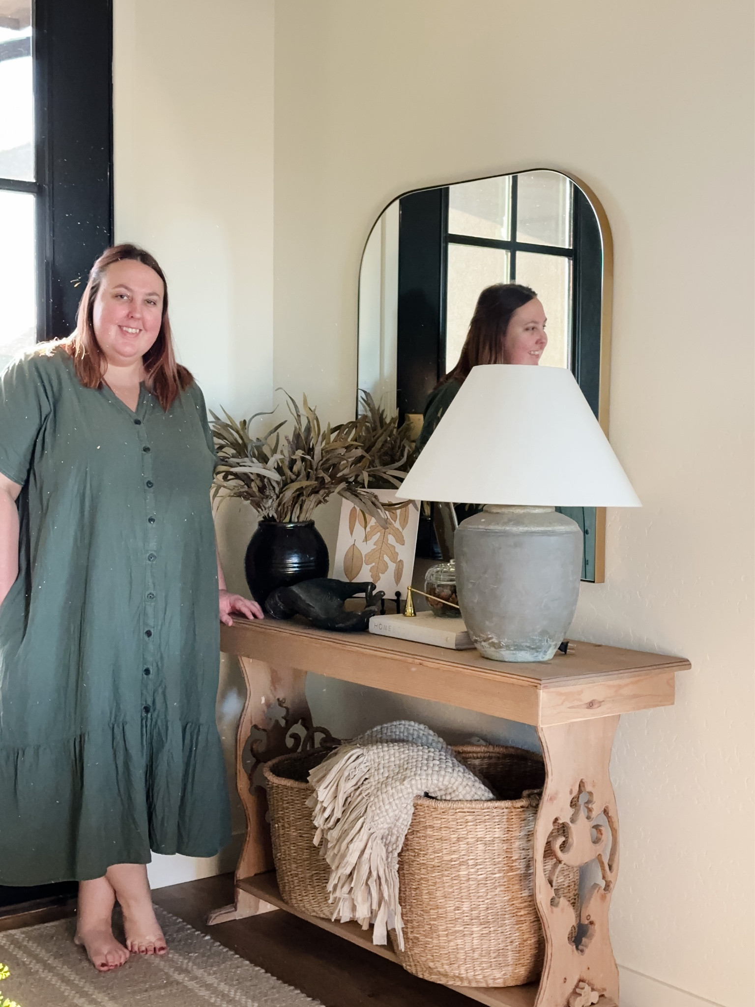 Autumn Entryway Styling 🍂
a mix of vintage and new that is sure to evoke that feeling of fall

fall decor, table lamp, Target, fall stems, gold arch mirror, large baskets 

#LTKHome