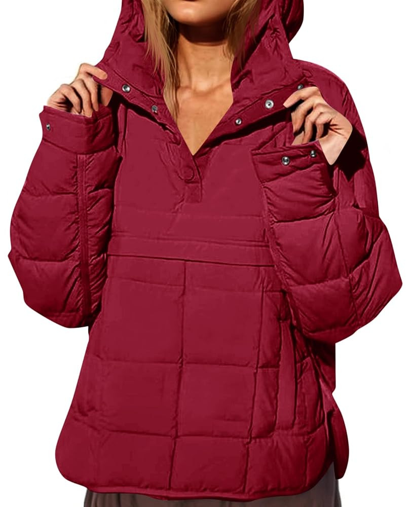 Fazortev Womens Oversized Puffer Jacket Quilted Dolman Hoodies Pullover Long Sleeve Lightweight W... | Amazon (US)