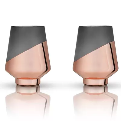 Viski Summit Copper Stemless Wine Glasses