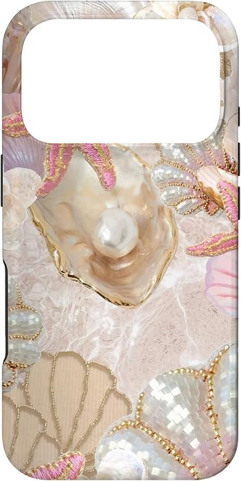 Ivory White & Pink Seashell Starfish Cute Neutral Summer Case for iPhone 17 Pro | Amazon (US)