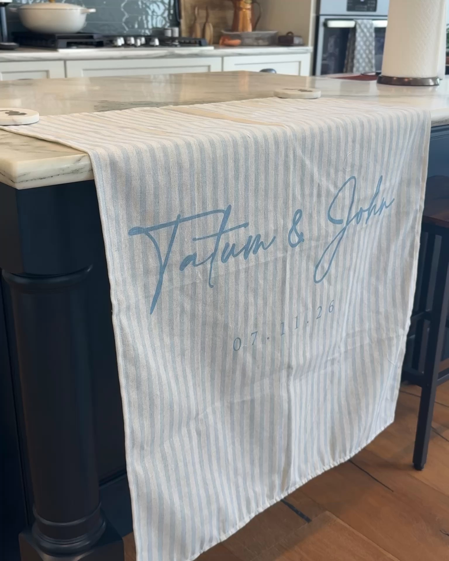 11 days until our wedding and this personalized bar sign just arrived for our reception 🤍 The blue stripe and custom script is exactly the look I wanted for our bar setup. Linking the Etsy shop if you want something similar for your own wedding or event.

#LTKWedding