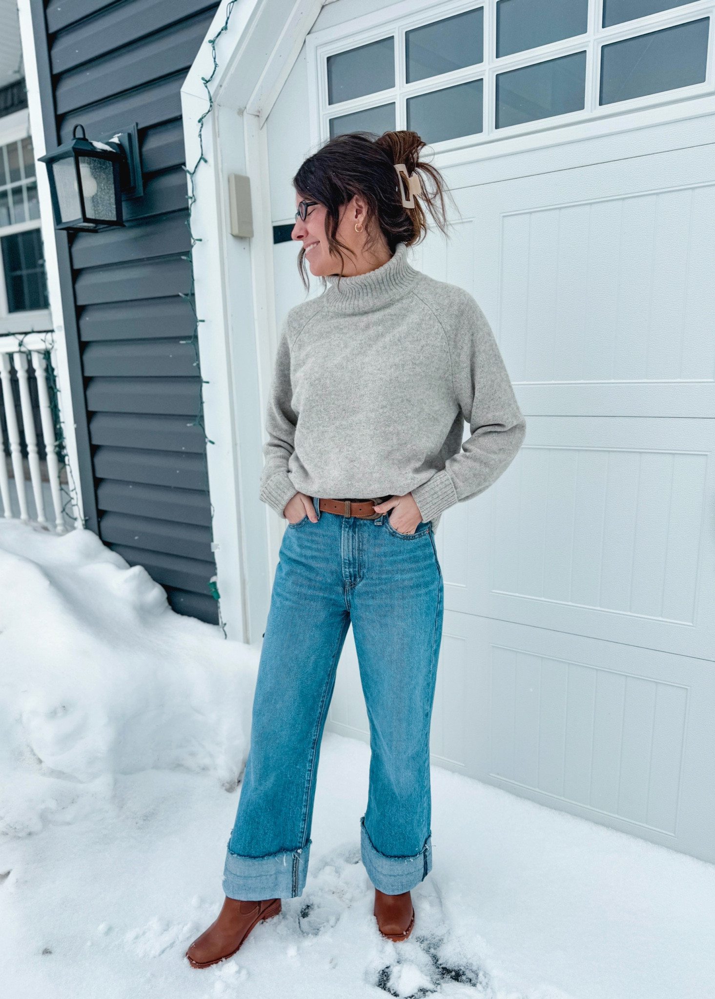 Wearing size small in my turtleneck sweater in the warm heather grey color (it’s selling out so I also linked similar ones!) and size 25 in my jeans (I cuffed them myself using hem tape—my wash is also sold out but lots of others are available. I also linked similar styles of jeans). My boots are older so I linked similar ones. My belt is also older so I linked similar. 



#LTKPetite #LTKWatchNow #LTKSeasonal