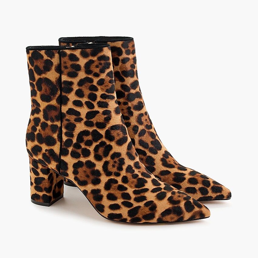 Pointed-toe Sadie boots in leopard calf hair | J.Crew US