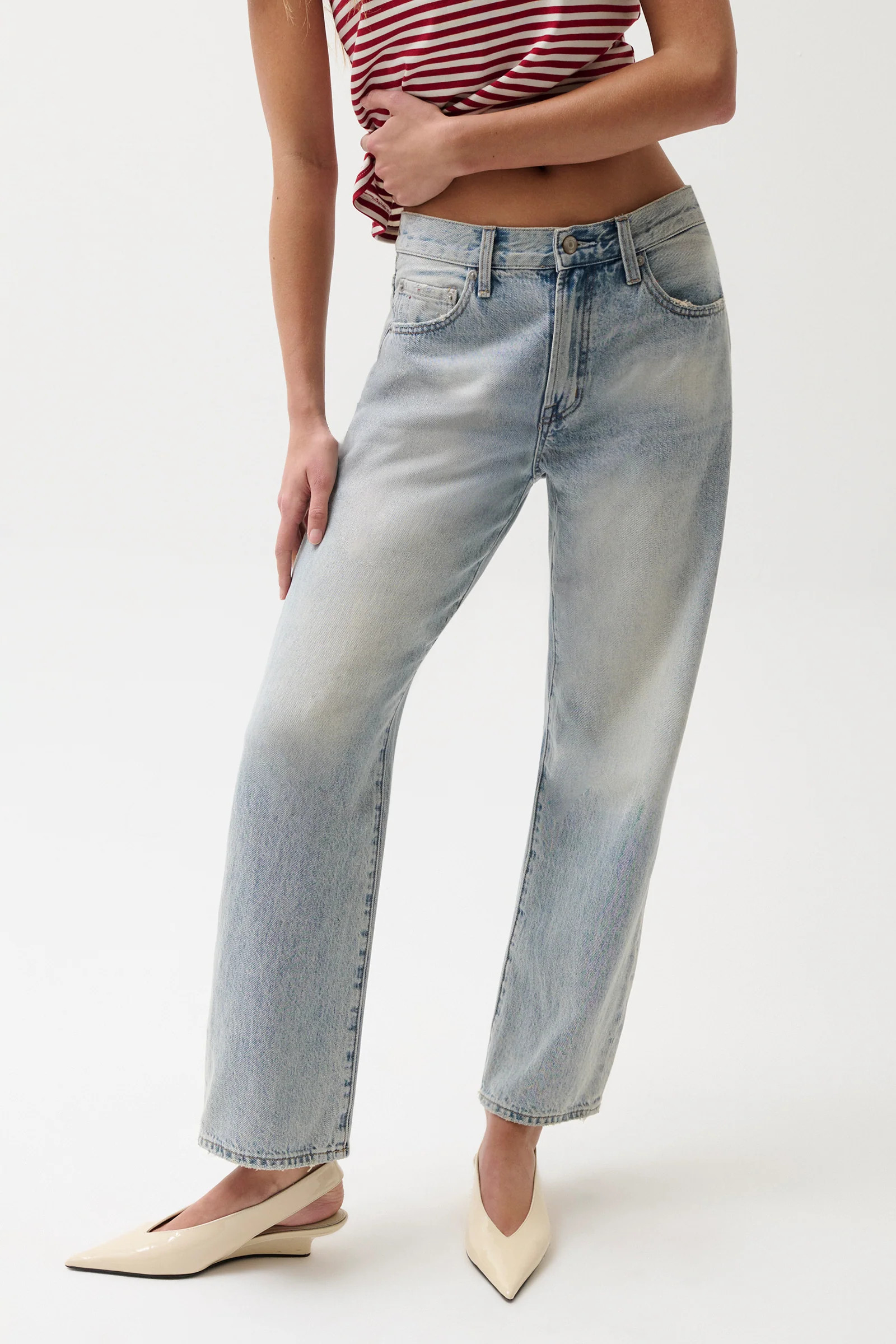 Lexi Mid Rise Bowed Straight Jean - Bowie | Pistola Denim