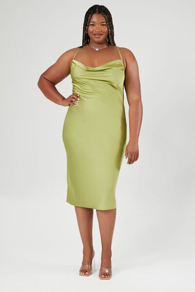 Plus Size Satin Cowl-Neck Midi Dress | Forever 21 (US)