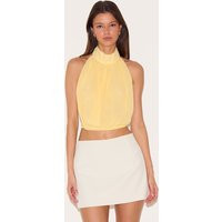 Lemon Bubble Hem Chiffon Long Top | PrettyLittleThing US