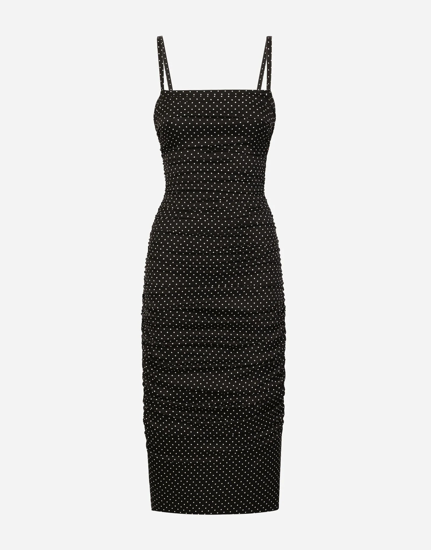 Charmeuse sheath dress with micro polka-dot print: | Dolce & Gabbana US