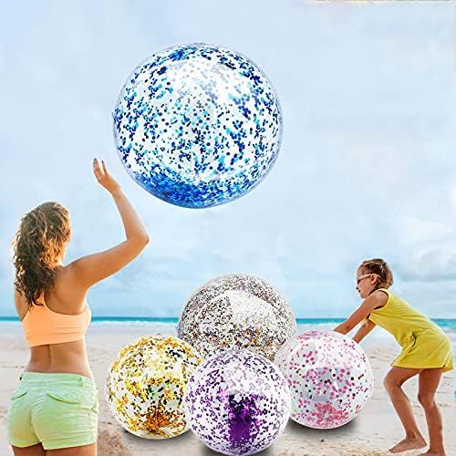 5 Pack Beach Ball Jumbo Pool Toys Balls Giant Confettis Glitters Inflatable Clear Beach Ball Swim... | Amazon (US)